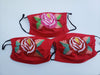 Red Mask with Rose Embroidery