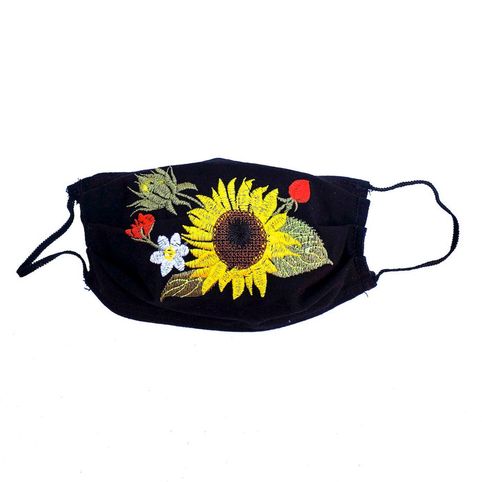 Realistic Sun Flower Black Mask