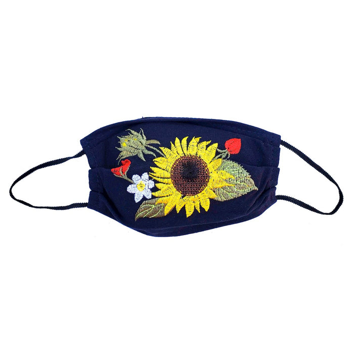 Realistic Sun Flower Dark Blue Mask