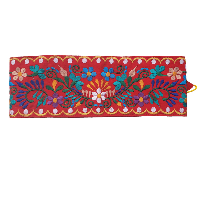 Floral Pattern Red Cinturon de Manta, Bordado